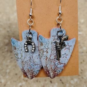 Arrowhead cowboy boot earrings